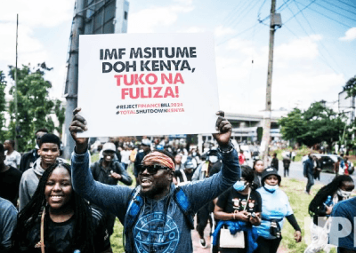 Kenya youth protesting against IMF